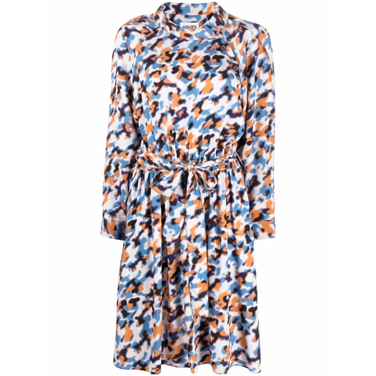 abstract-print drawstring-waist midi dress