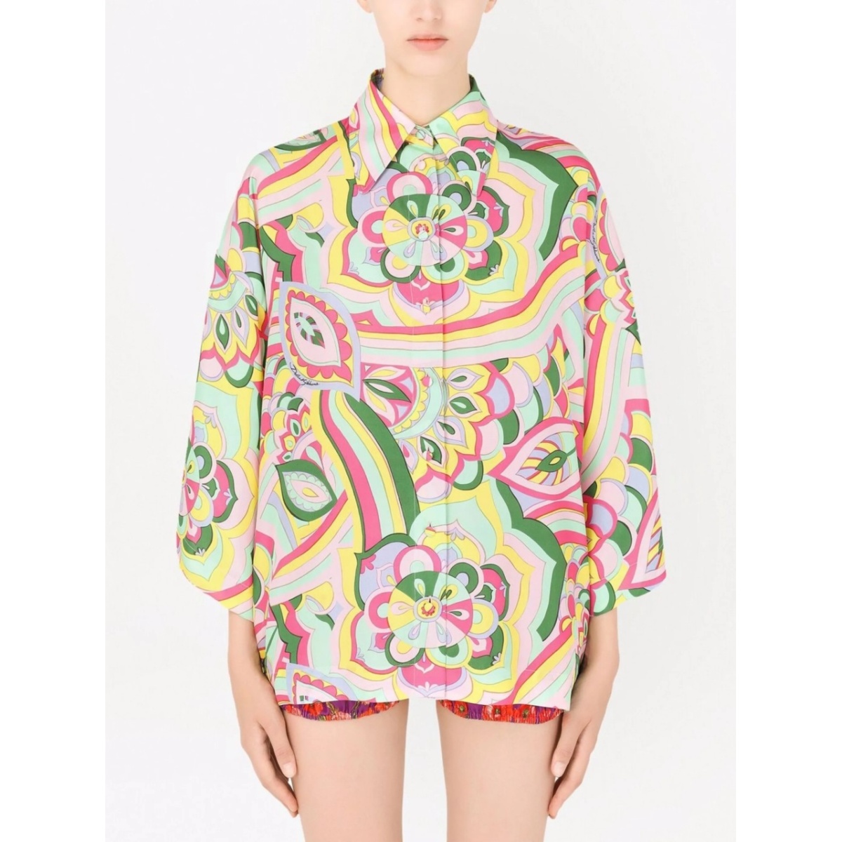 abstract-print silk shirt - Img 3