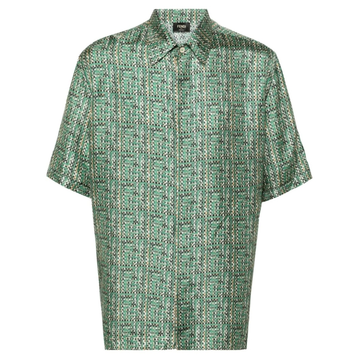 abstract-print silk shirt