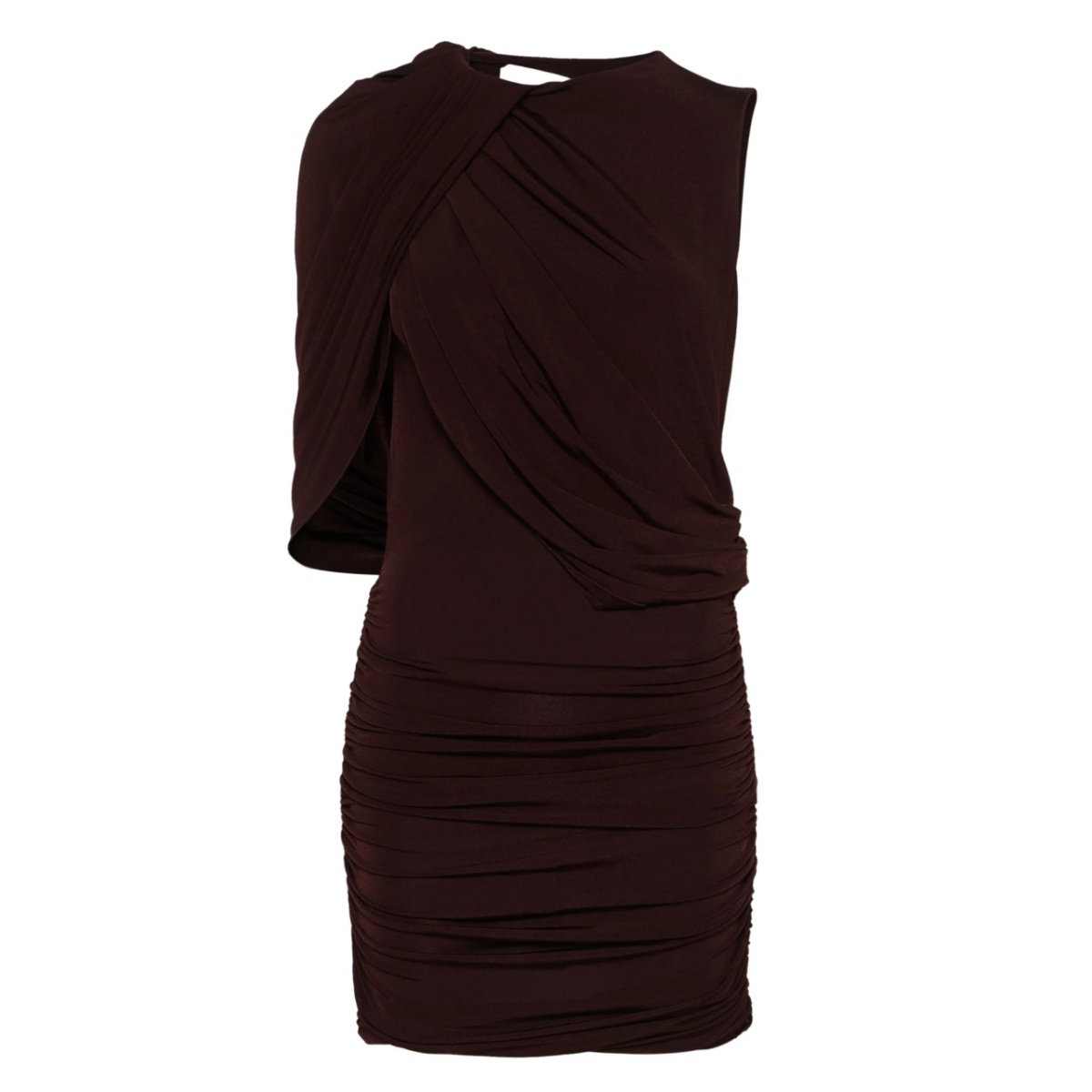 asymmetric draped mini dress