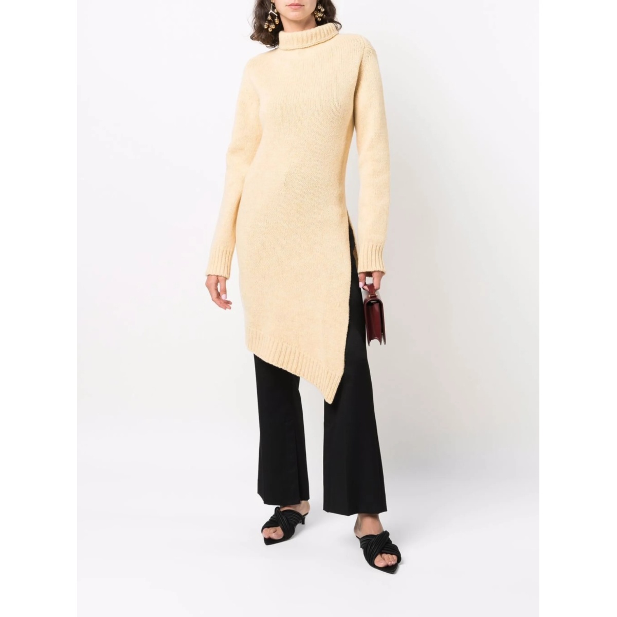 asymmetric-hem roll neck jumper - Img 2