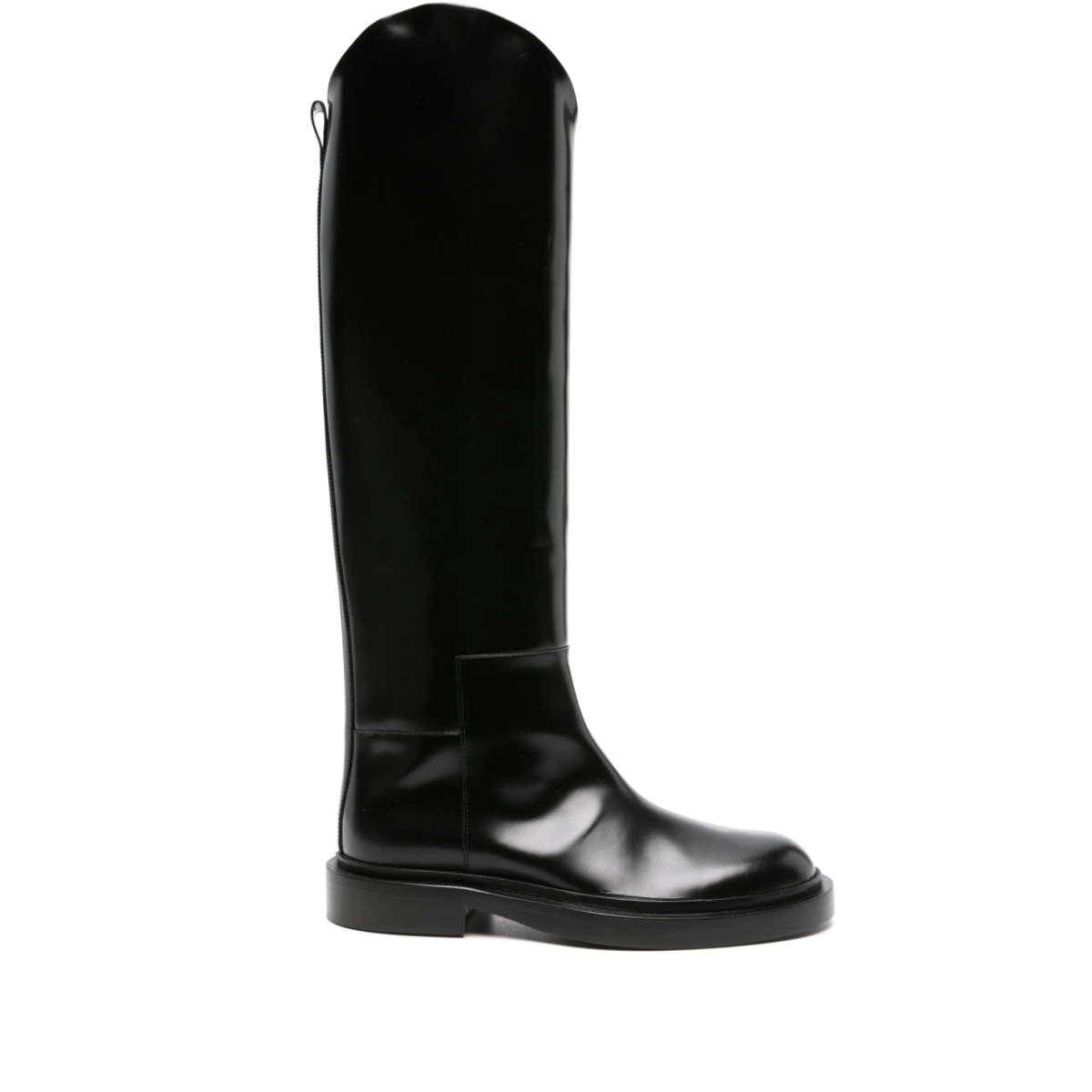 asymmetric leather boots
