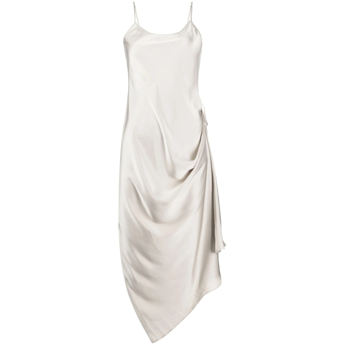 asymmetric satin slip dress