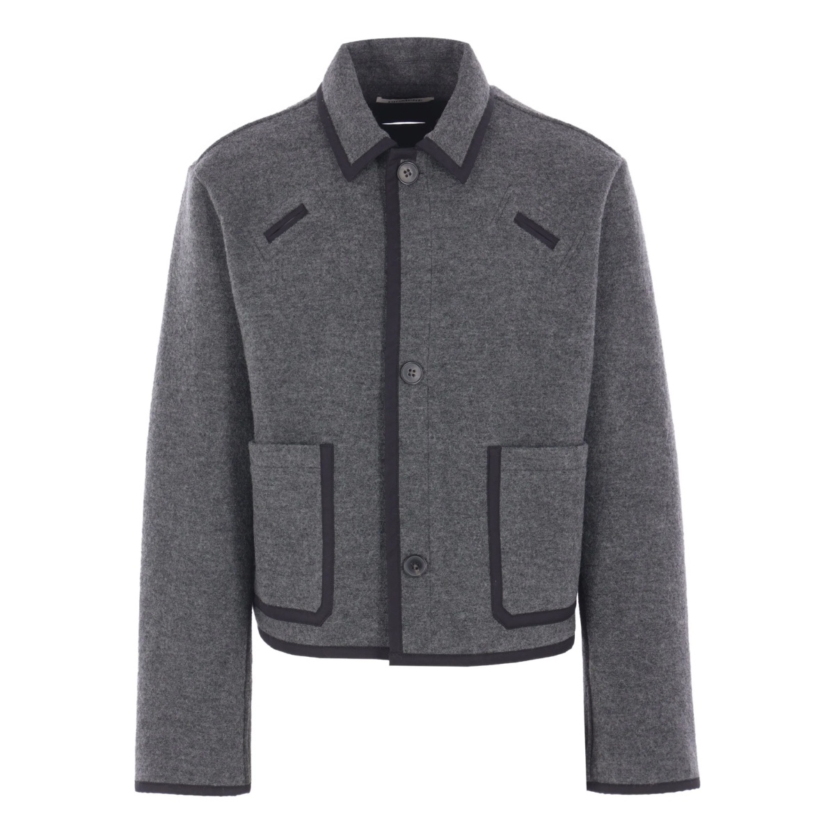 boiled wool contrast-piping jacket