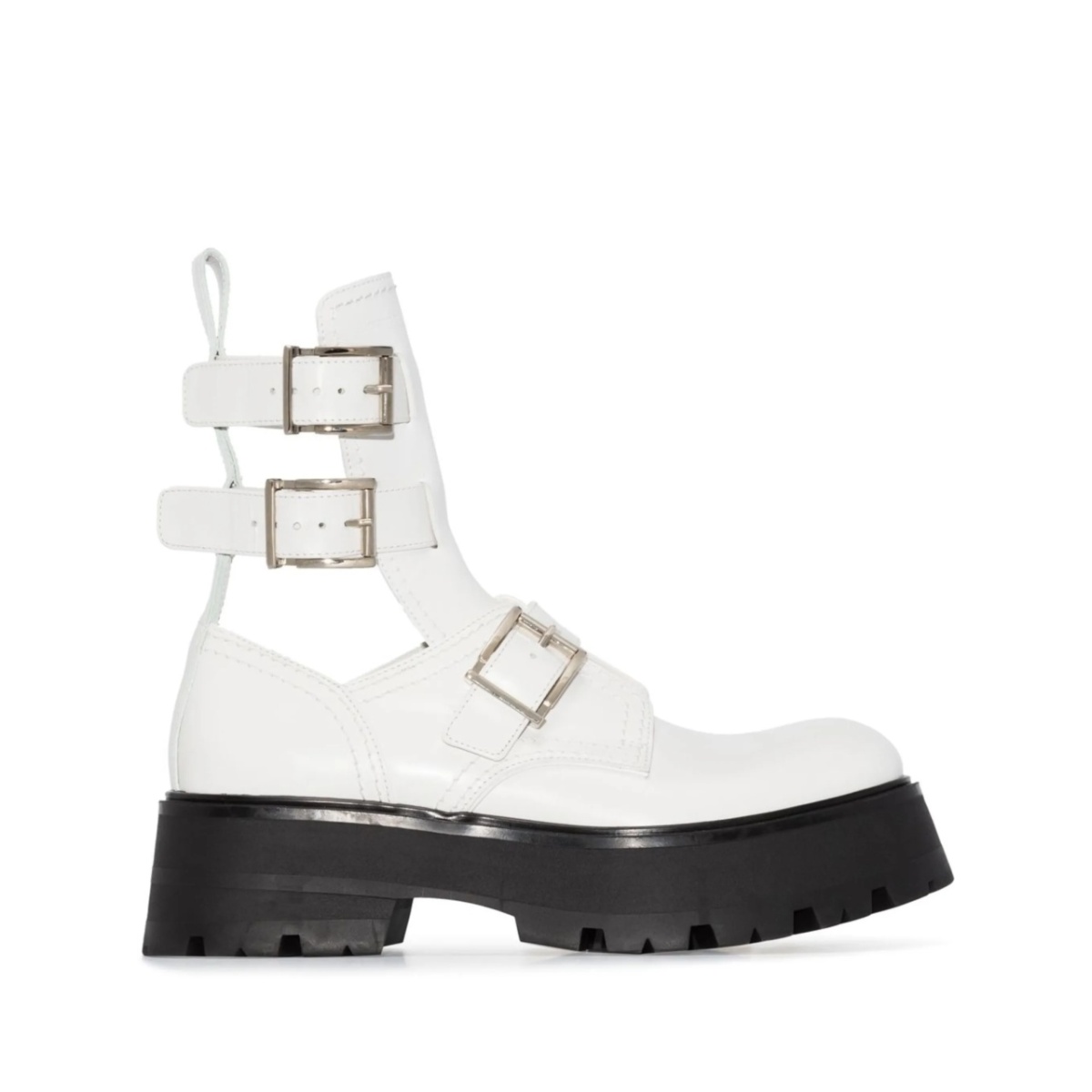 buckle-fastened caged boots