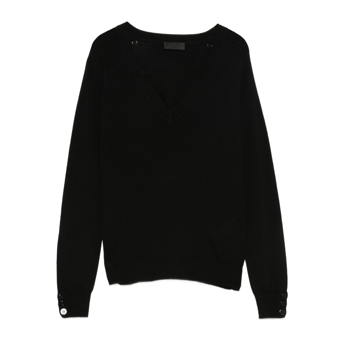 button-cuff v-neck jumper