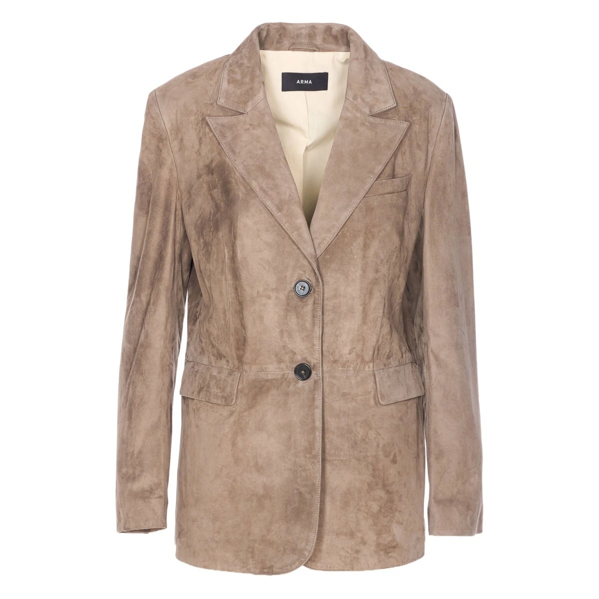 button-fastening suede blazer