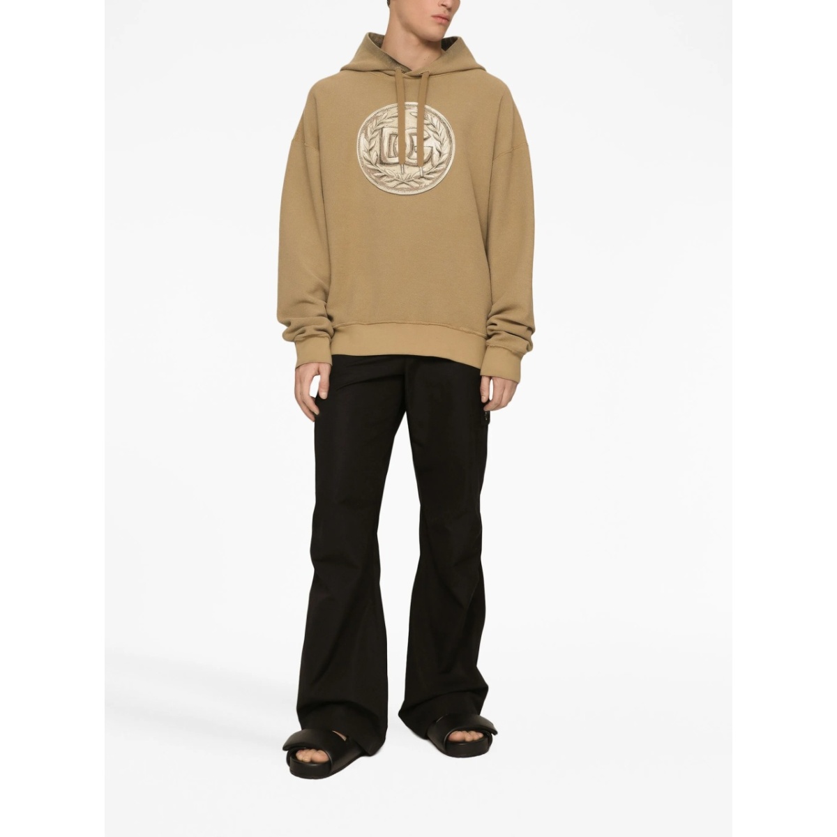 cargo-pocket logo-plaque cotton trousers - Img 3