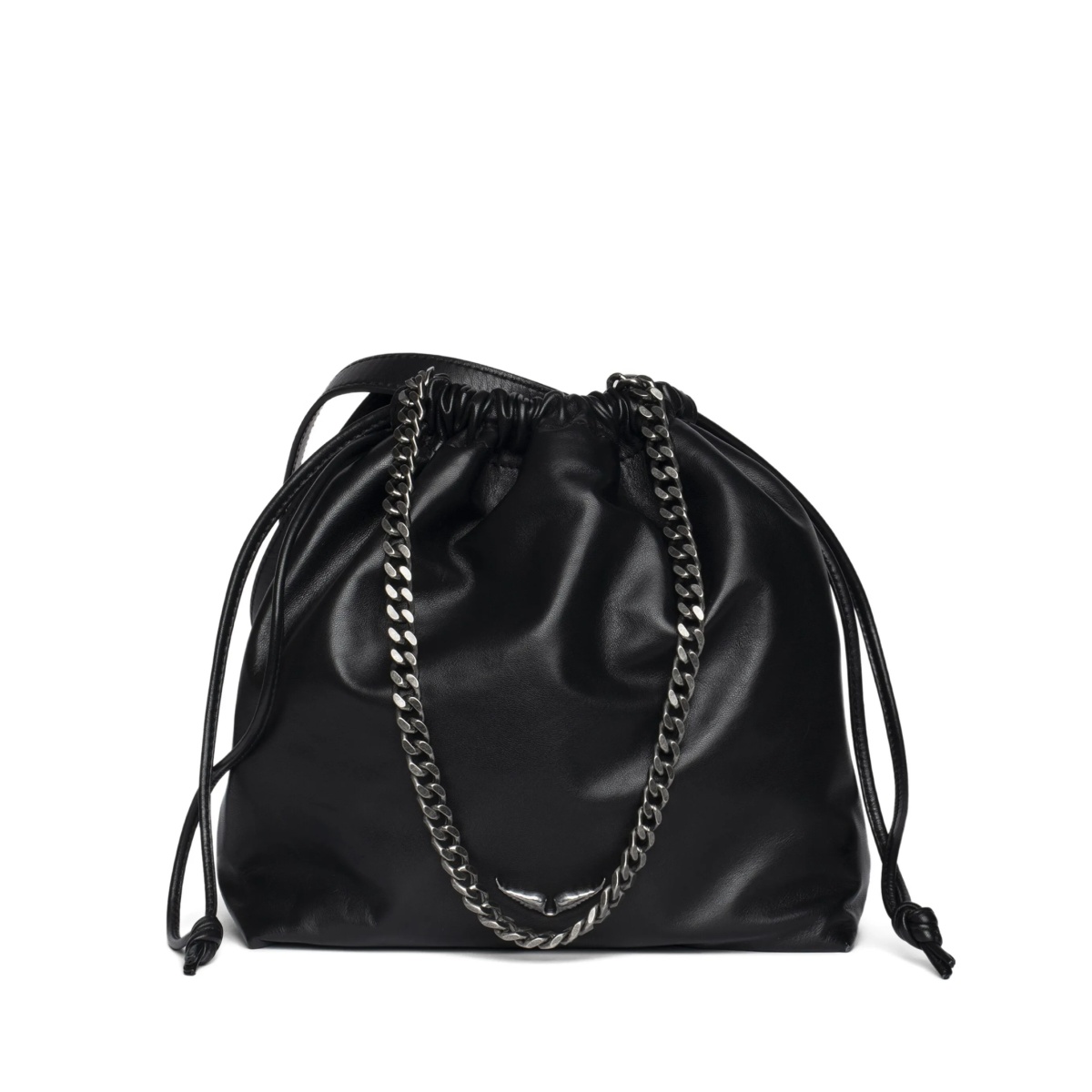 chain-handle drawstring bag