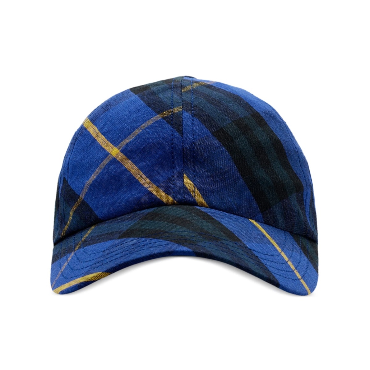 check linen baseball cap