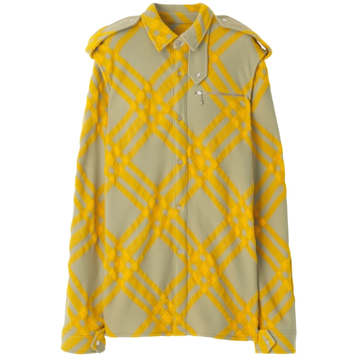 check-pattern wool-blend shirt