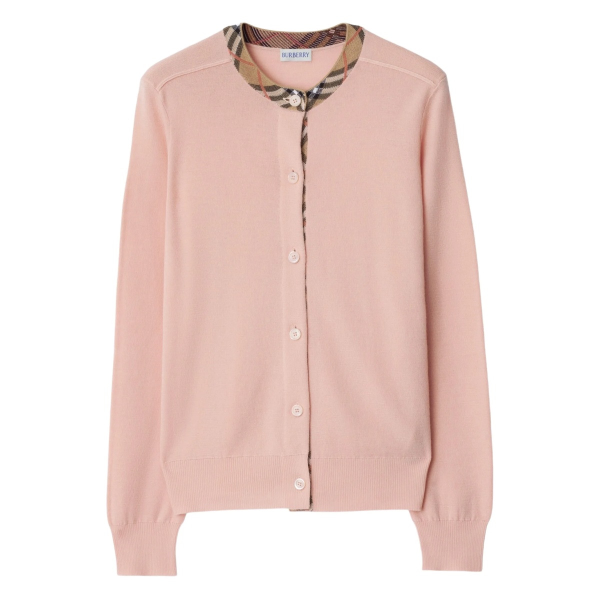 check-trimmed cardigan