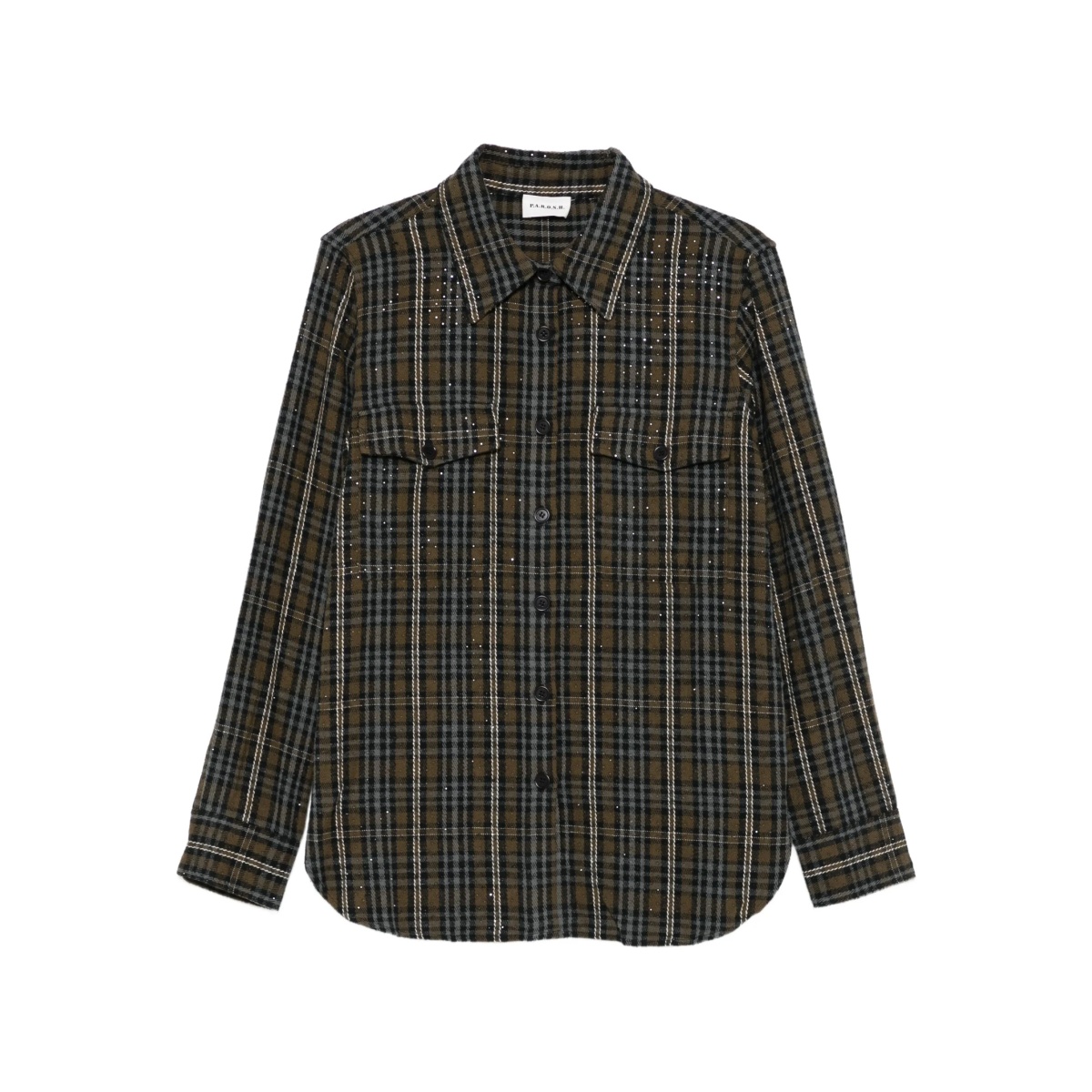 checked sequin-embellished shirt