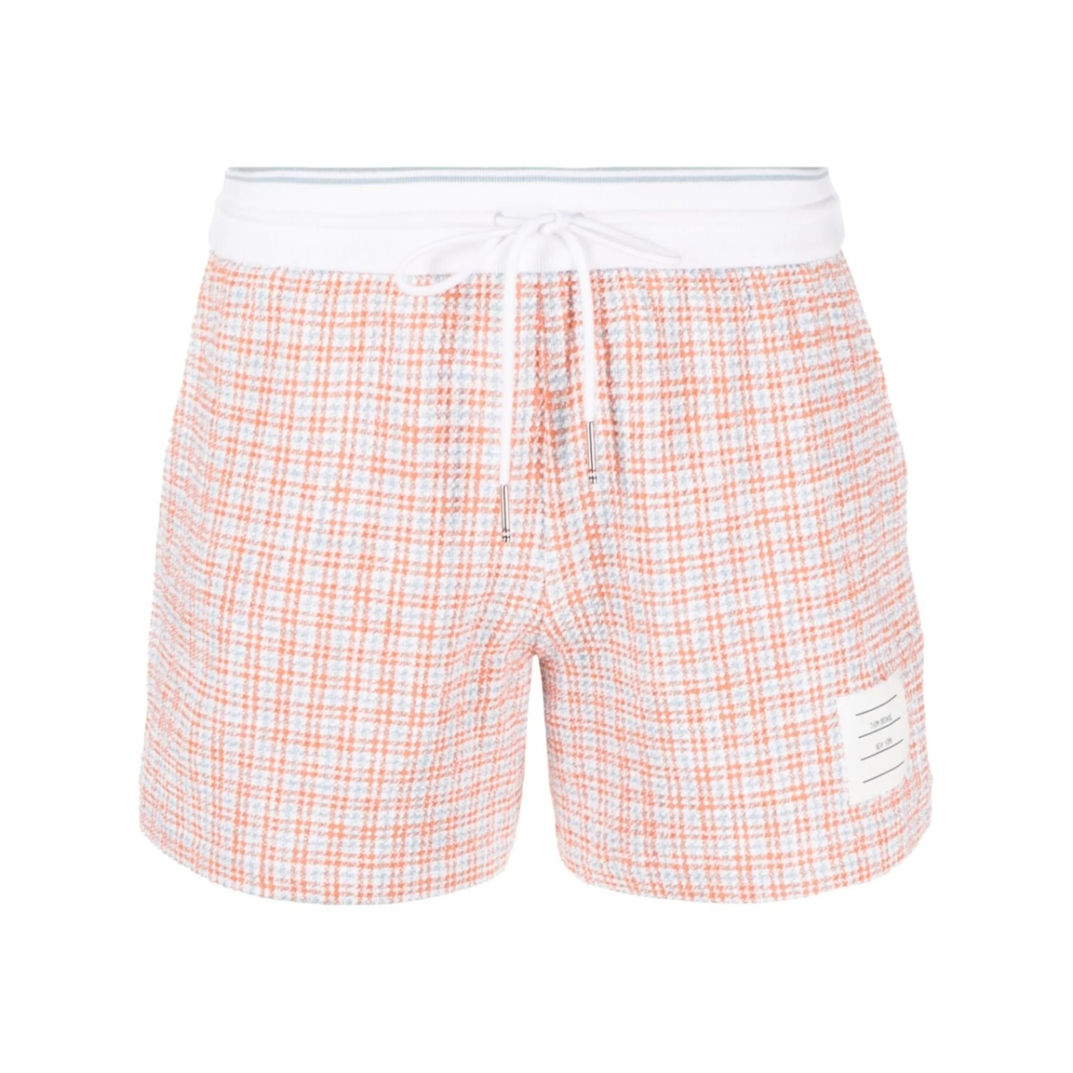 checked tweed track shorts