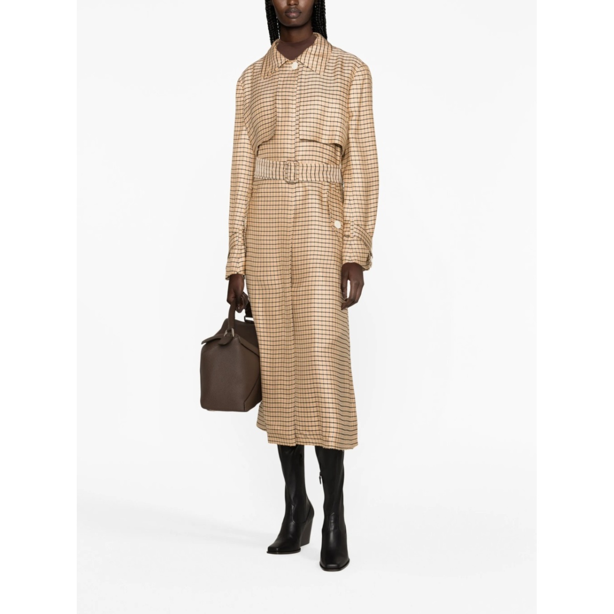 checkered trench coat - Img 2