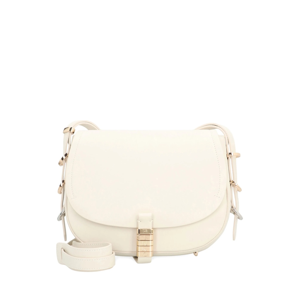 clasp-fastening half-moon bag