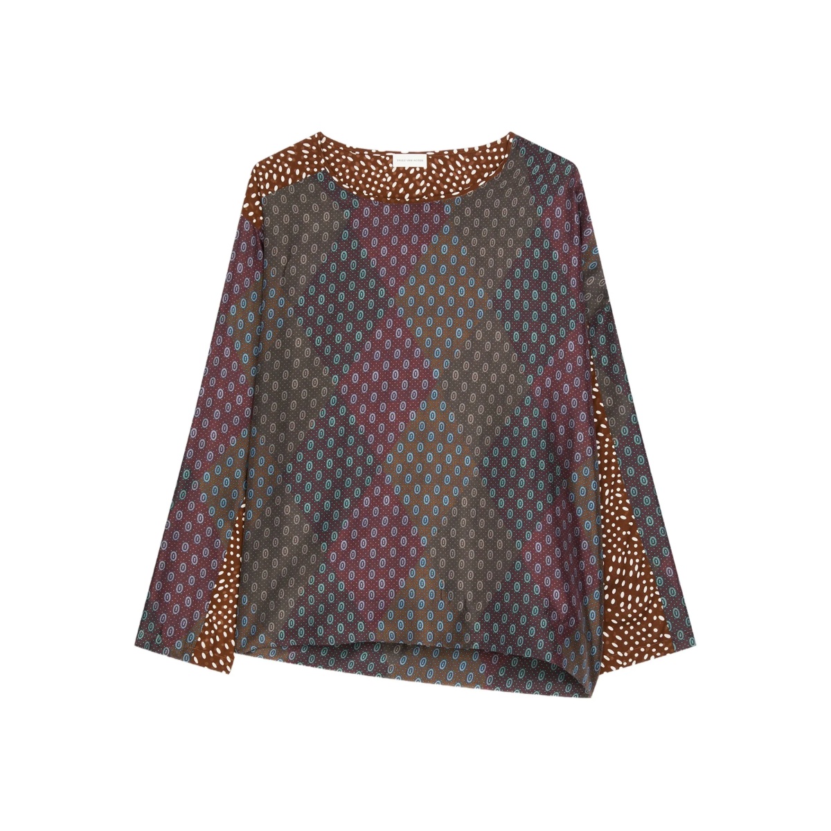 contrast-print silk top