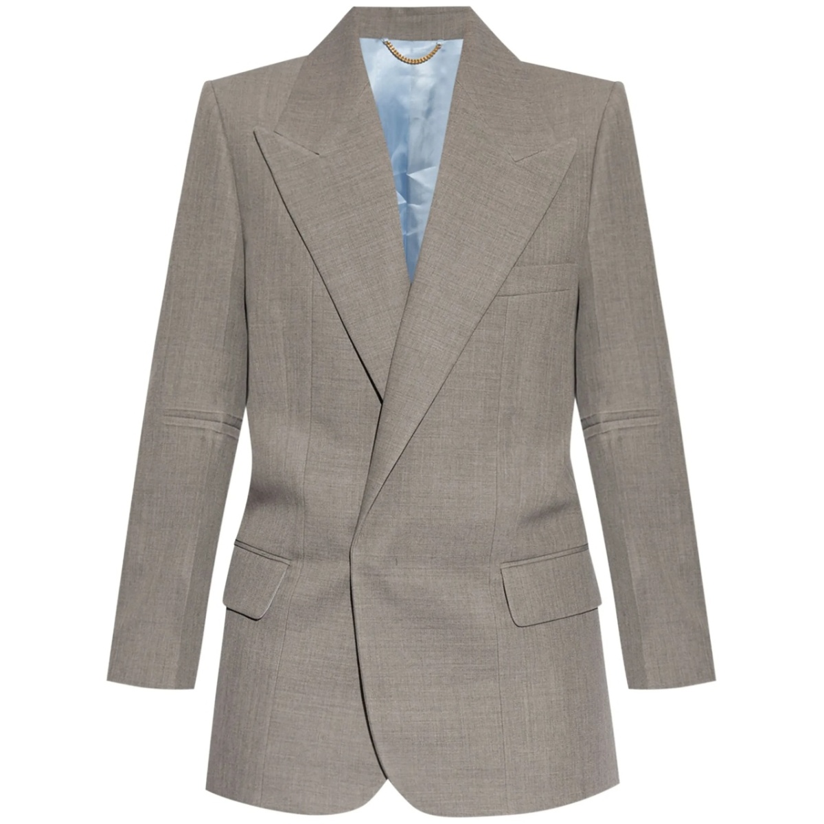 contrasting-border wool blazer