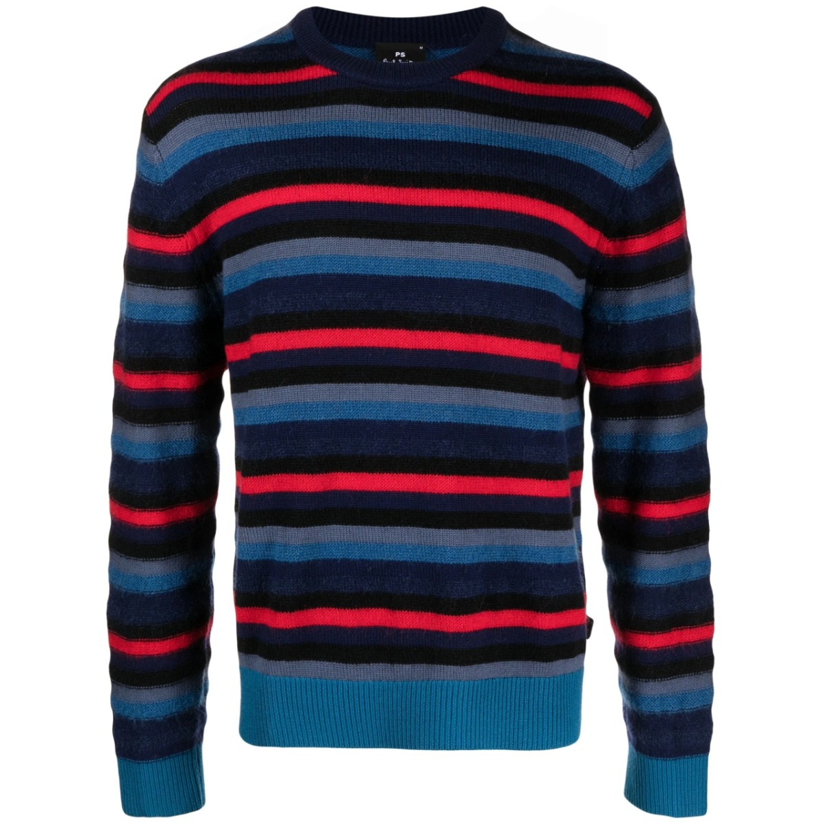 crew-neck stripe-pattern jumper