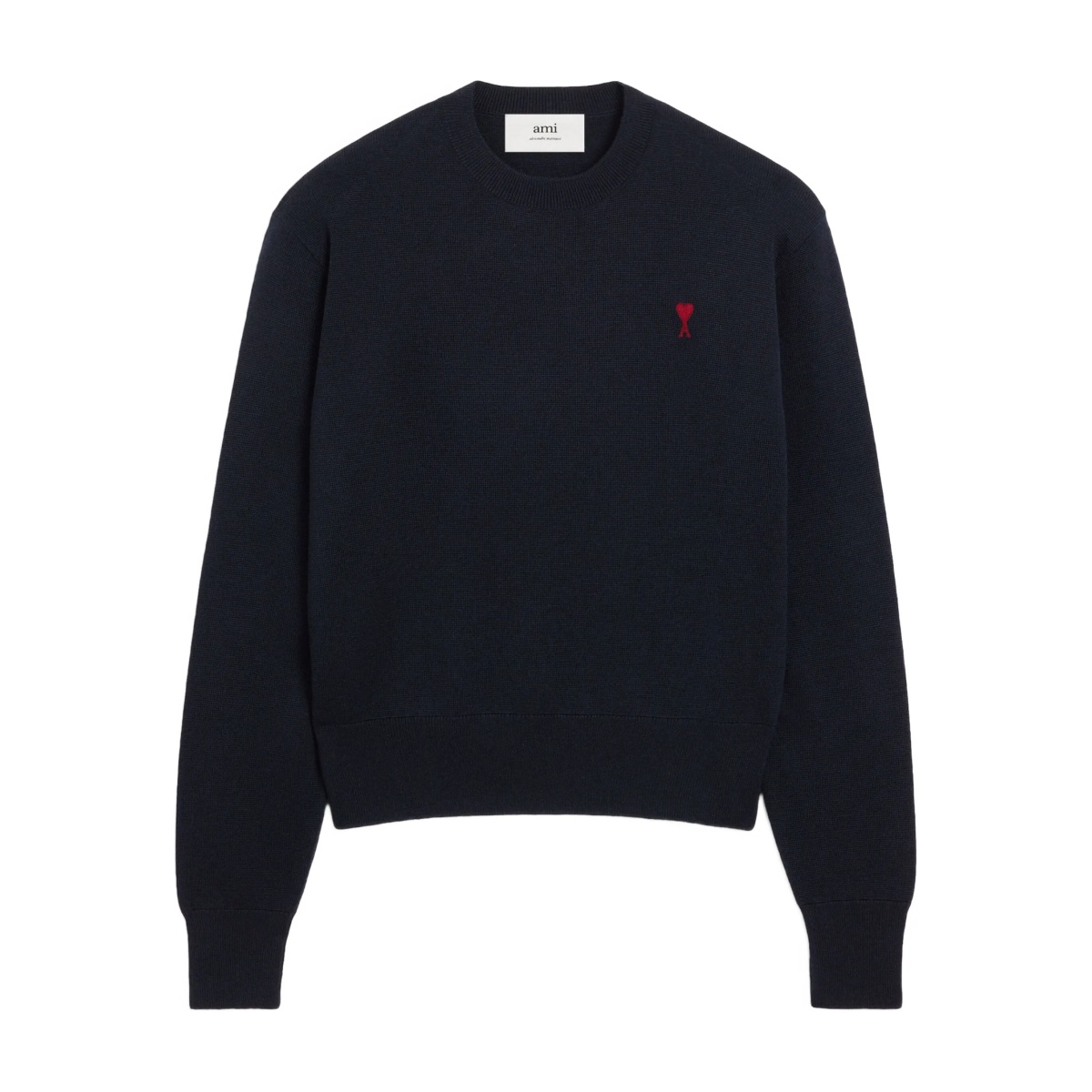 crewneck heart-embroidered sweater