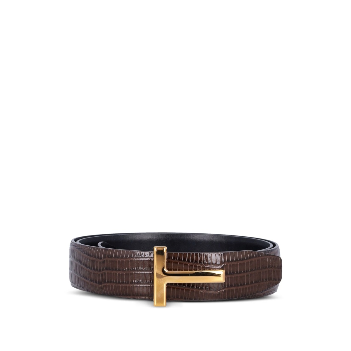 crocodile-embossed T-buckle belt
