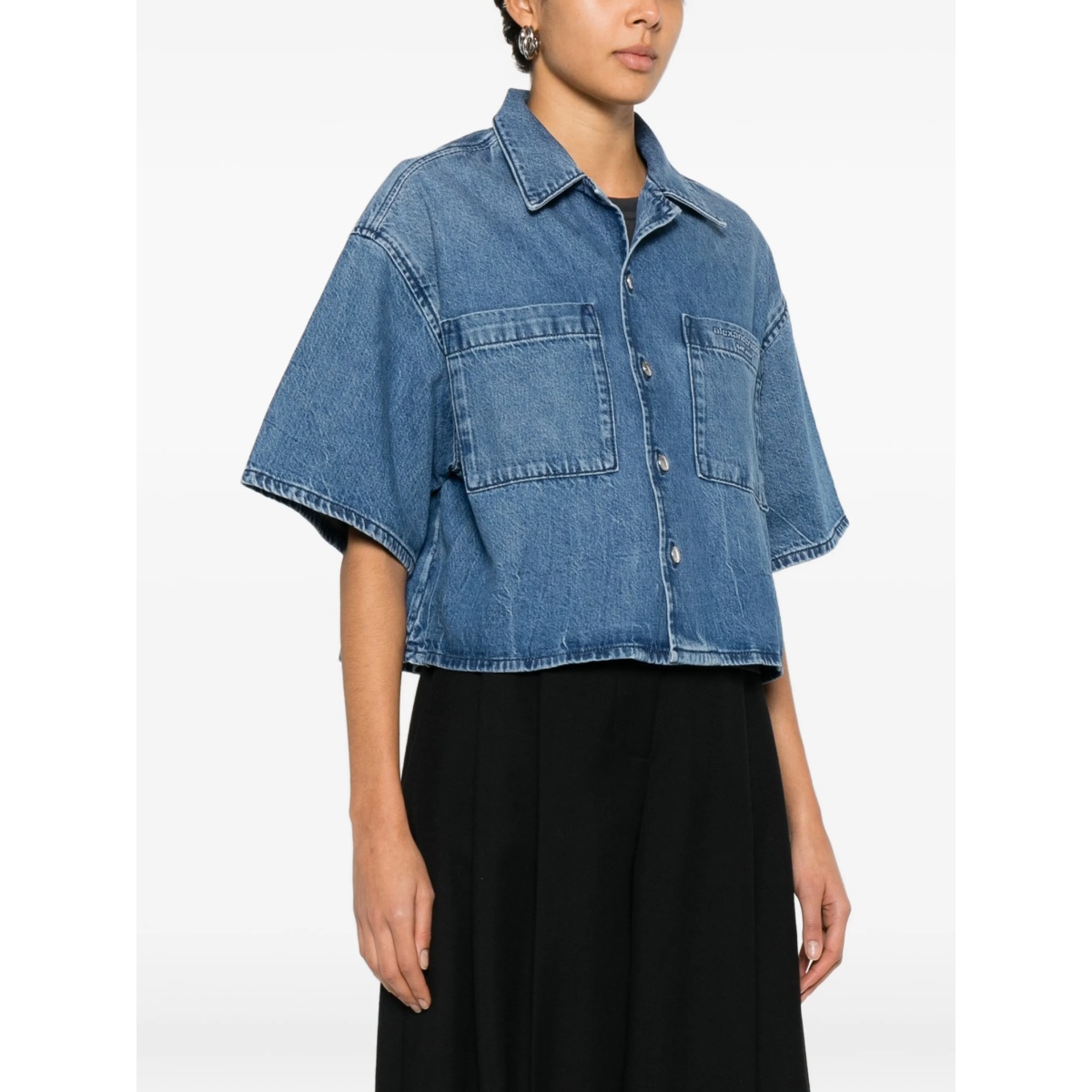cropped denim shirt - Img 3