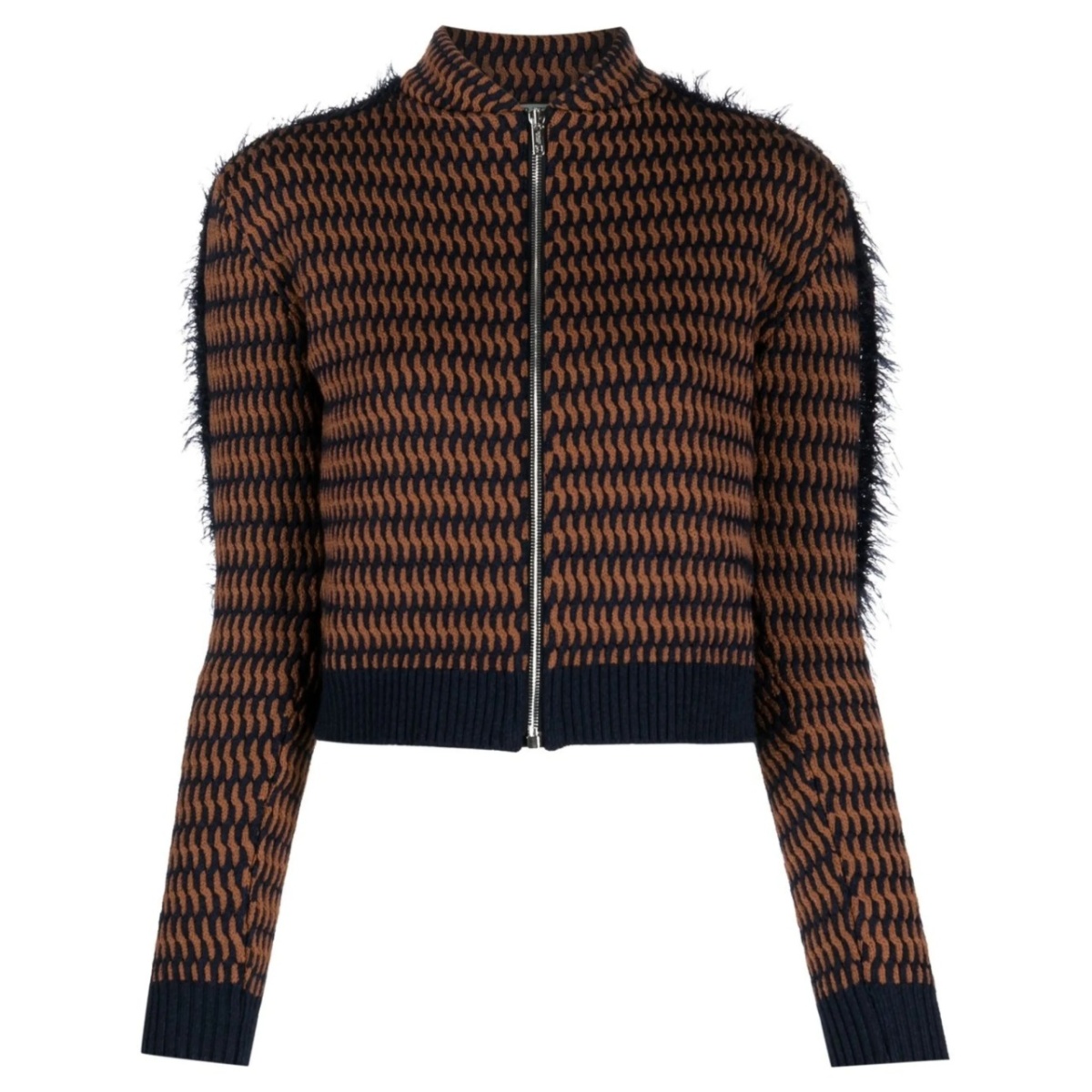 cropped patterned-jacquard jacket