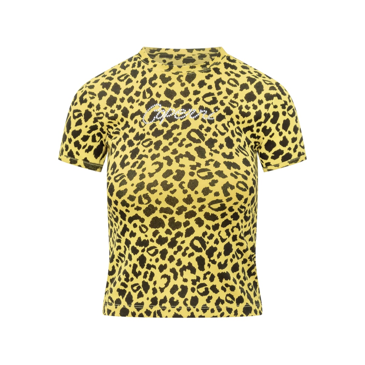 crystal-embellished leopard-print T-shirt