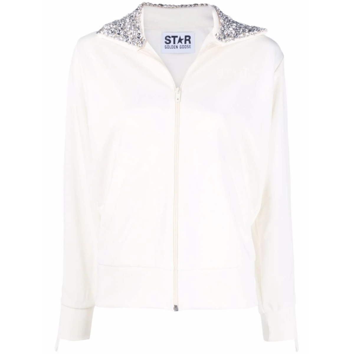 crystal-embellished zipped sweatshirt
