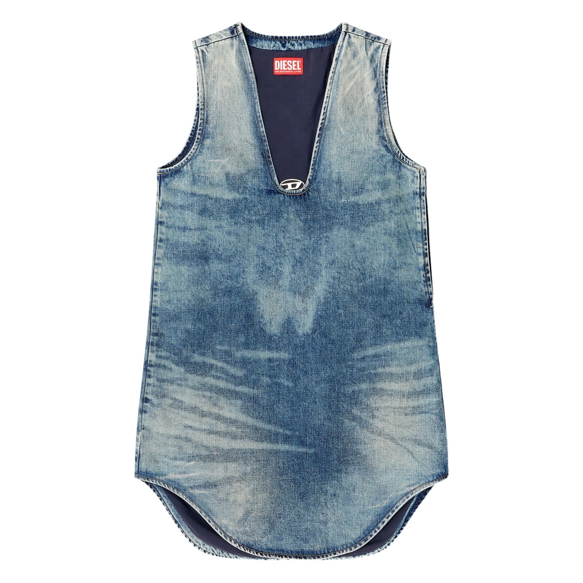De-Laris sleeveless V-neck denim mini dress