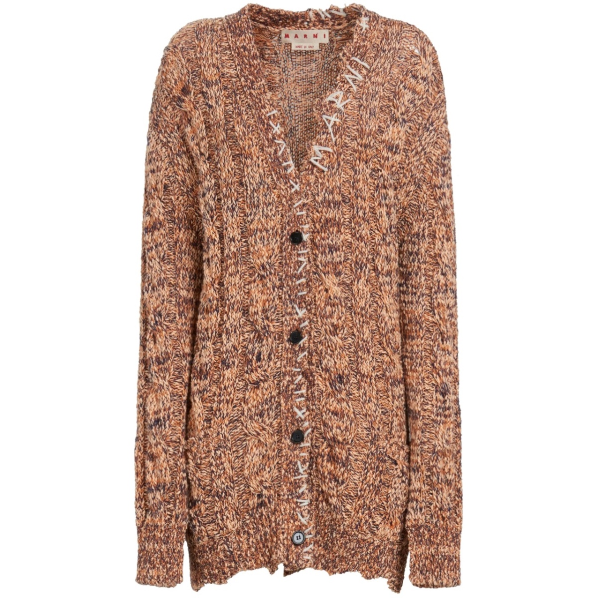 decorative-stitch chunky cable-knit cardigan