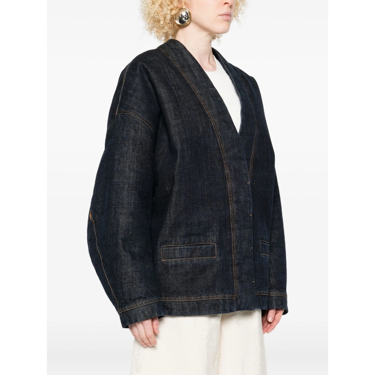 denim contrast-stitching jacket - Img 3