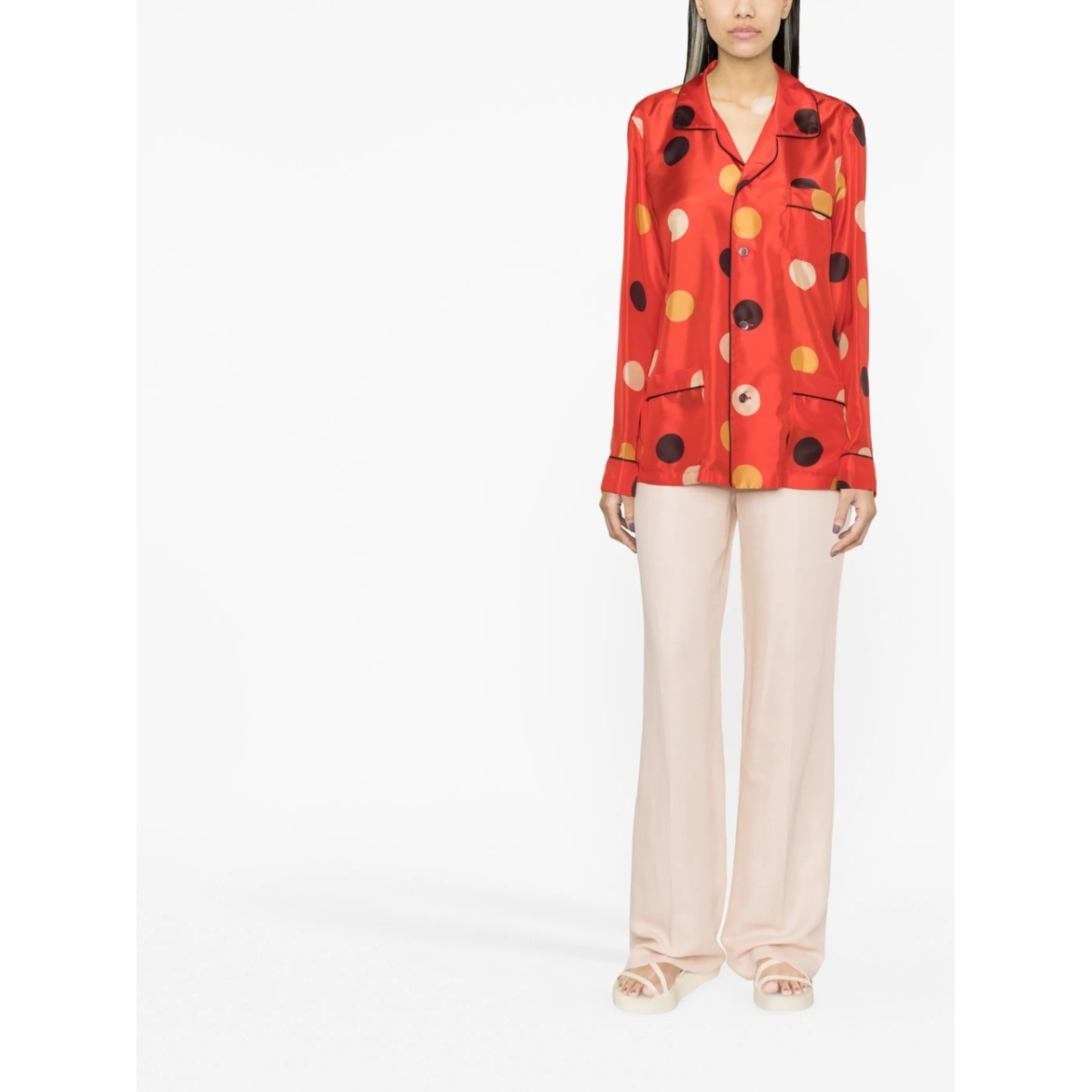 dot-print silk shirt - Img 4
