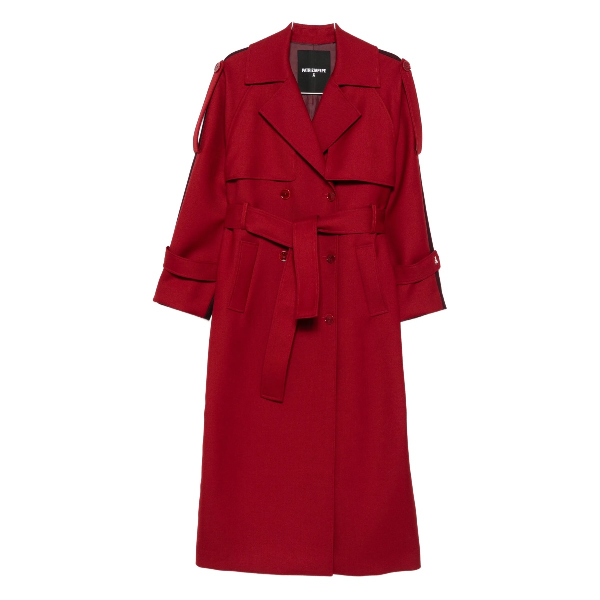 double-breasted wool trench coat