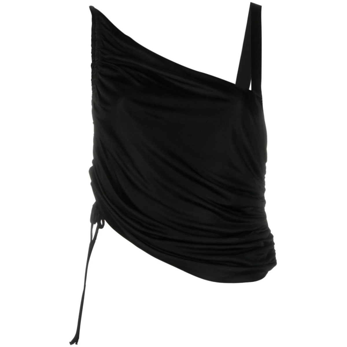 draped asymmetric sleeveless top