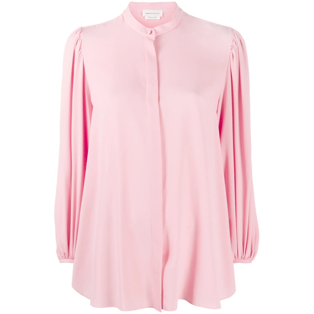 draped-sleeve collarless blouse