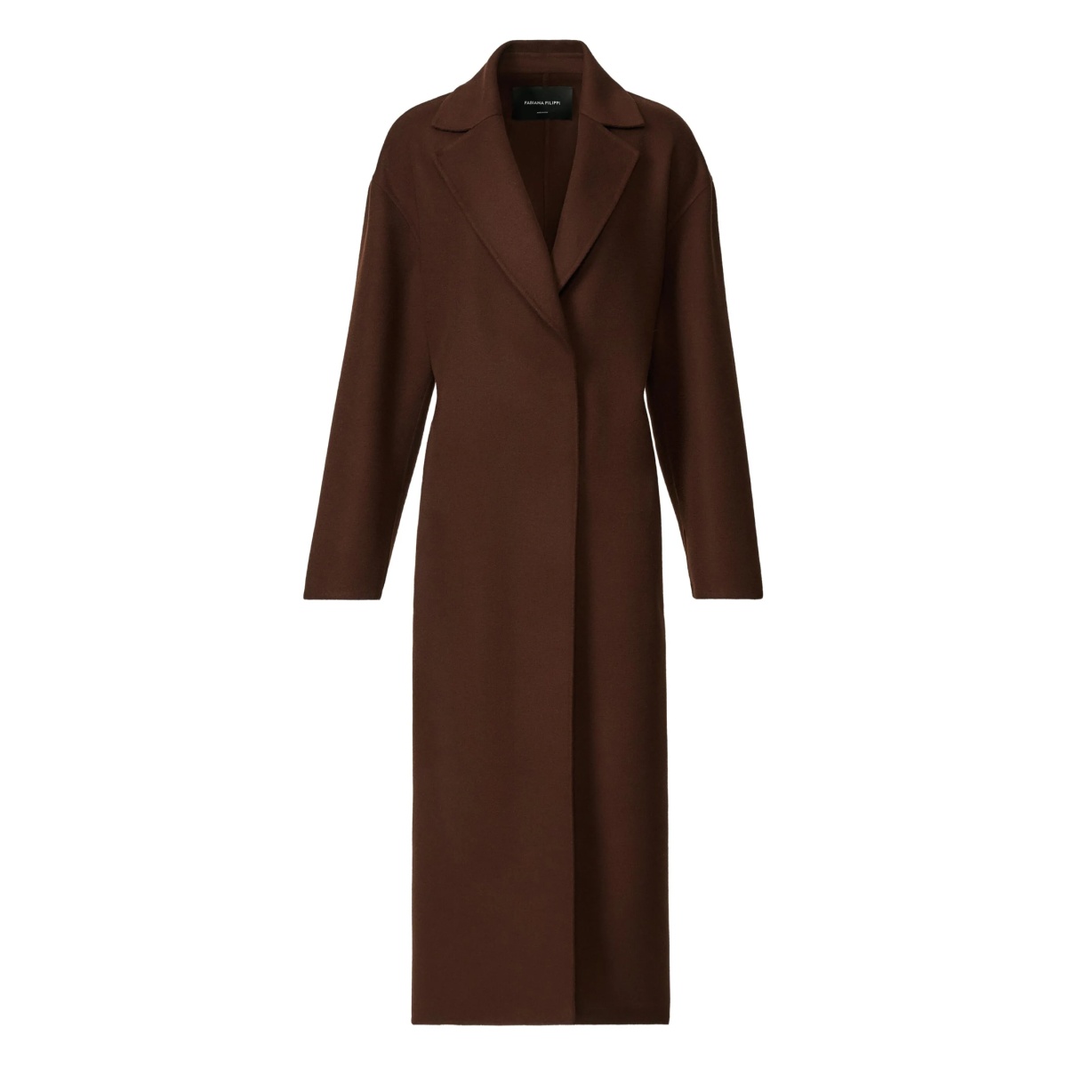 drawstring-back wool midi coat
