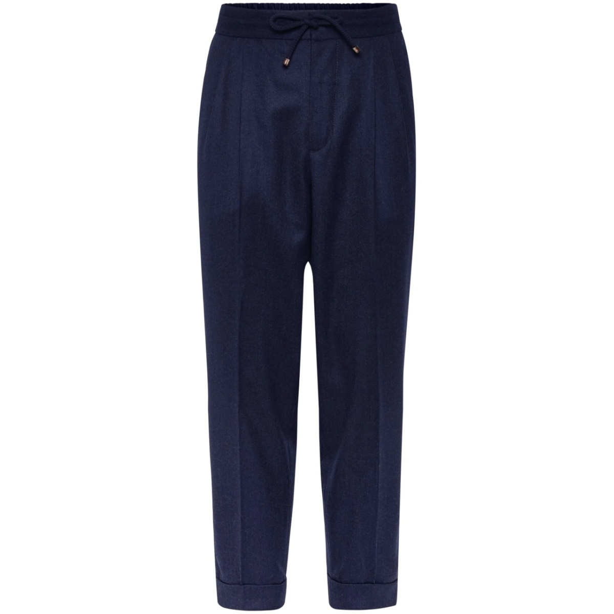 drawstring-waistband wool tapered trousers
