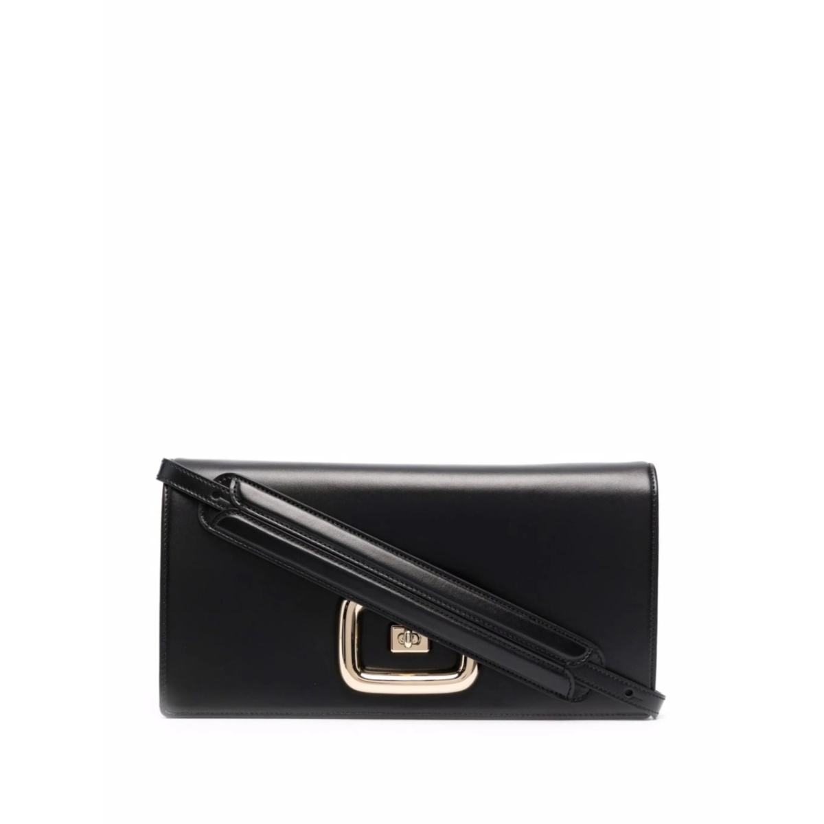 embossed-logo leather shoulder bag