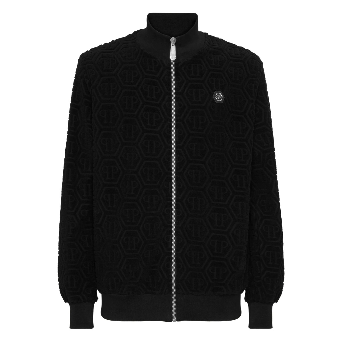 embossed zip-up jacket