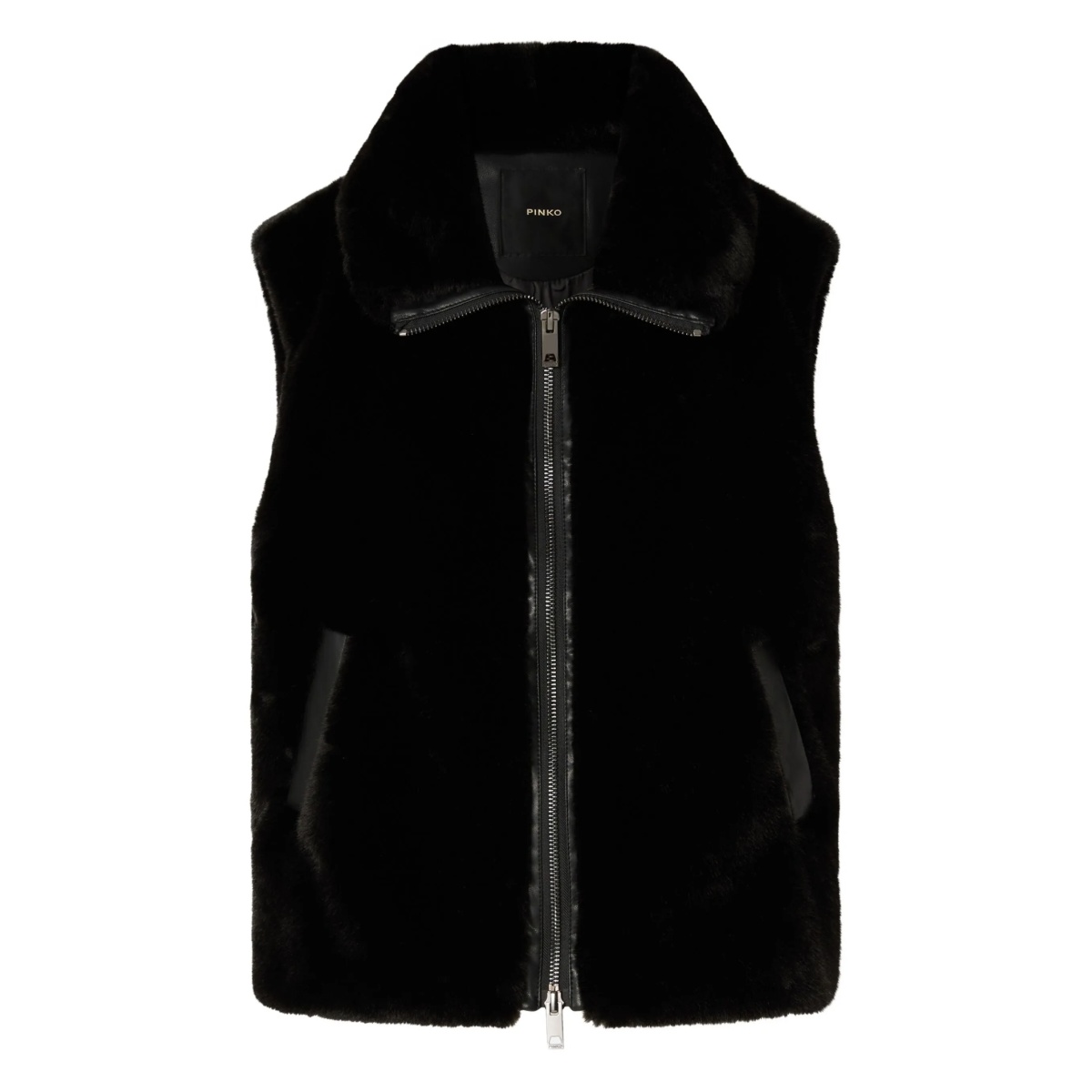 faux-fur zip-front vest