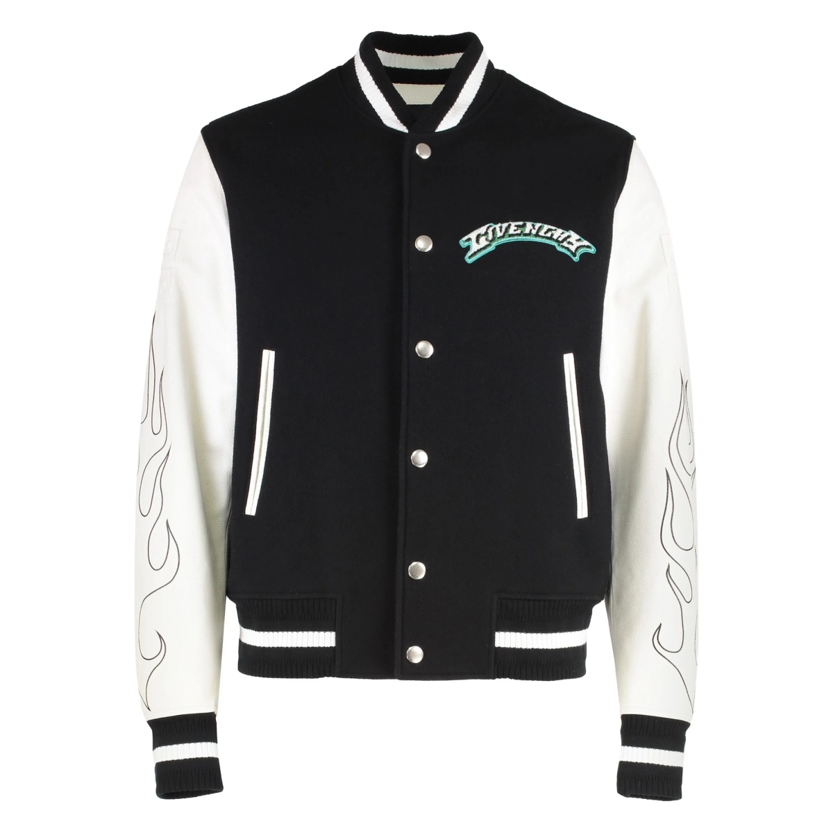 flame-print bomber jacket