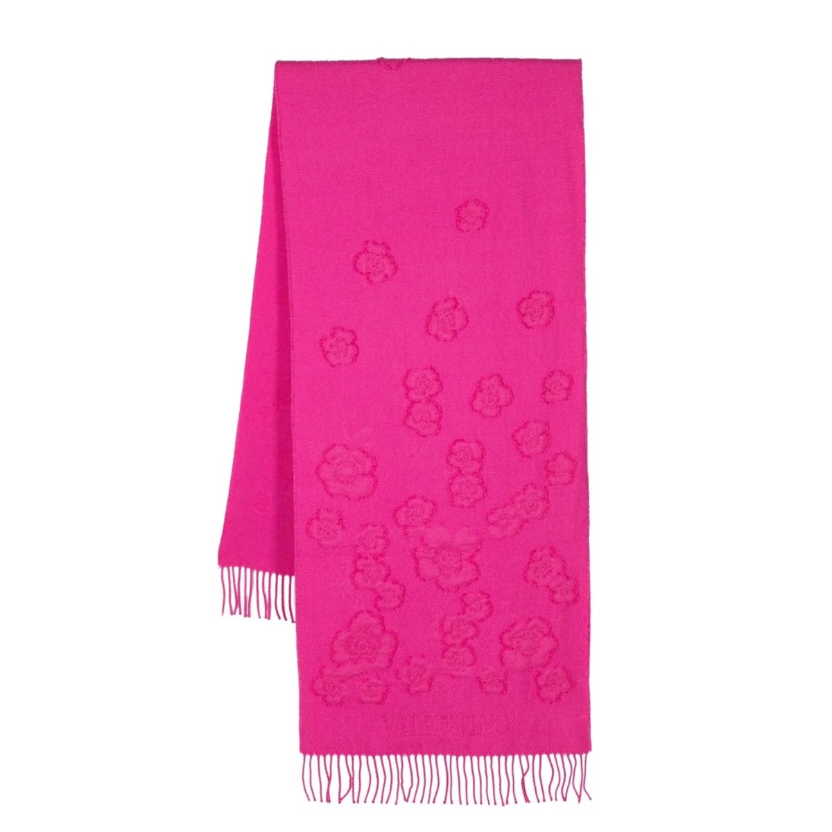 floral-pattern knitted scarf