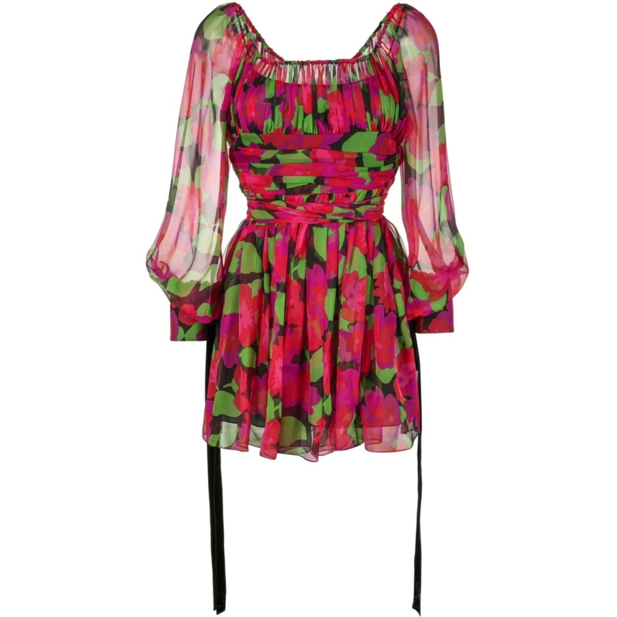 floral-print long-sleeve mini dress