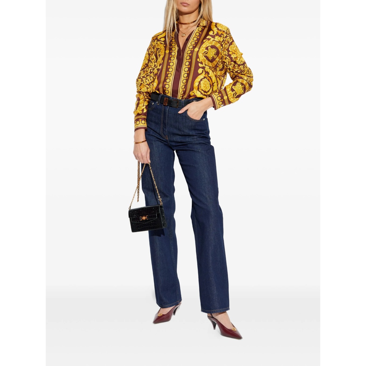 floral-print silk blouse - Img 2