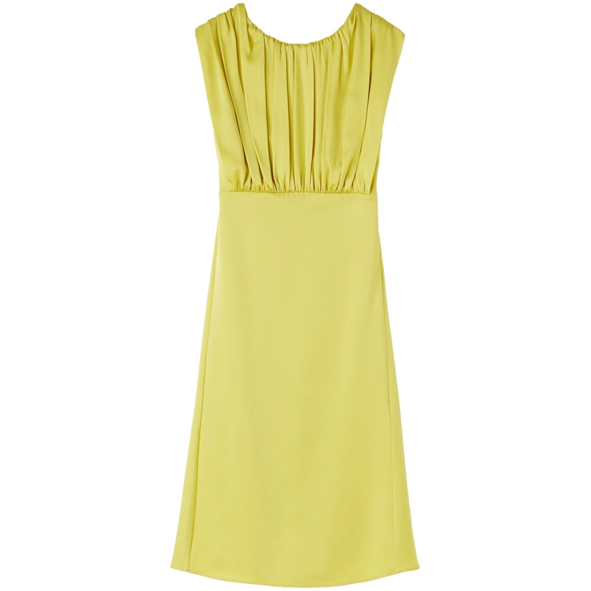 gathered sleeveless midi dress