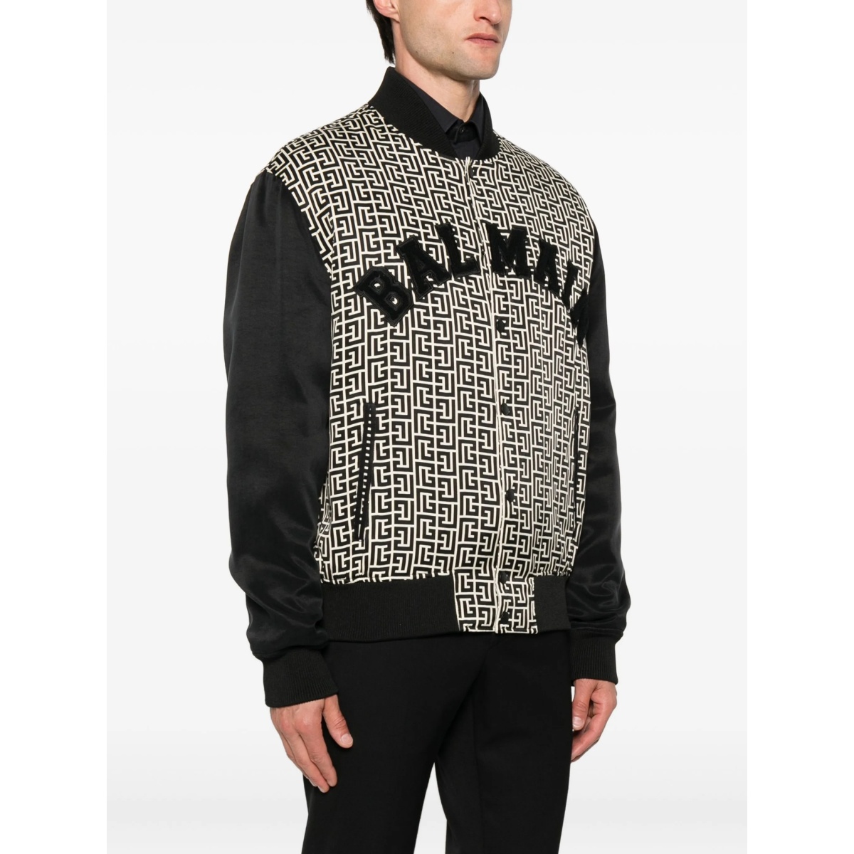 geometric-pattern bomber jacket - Img 3