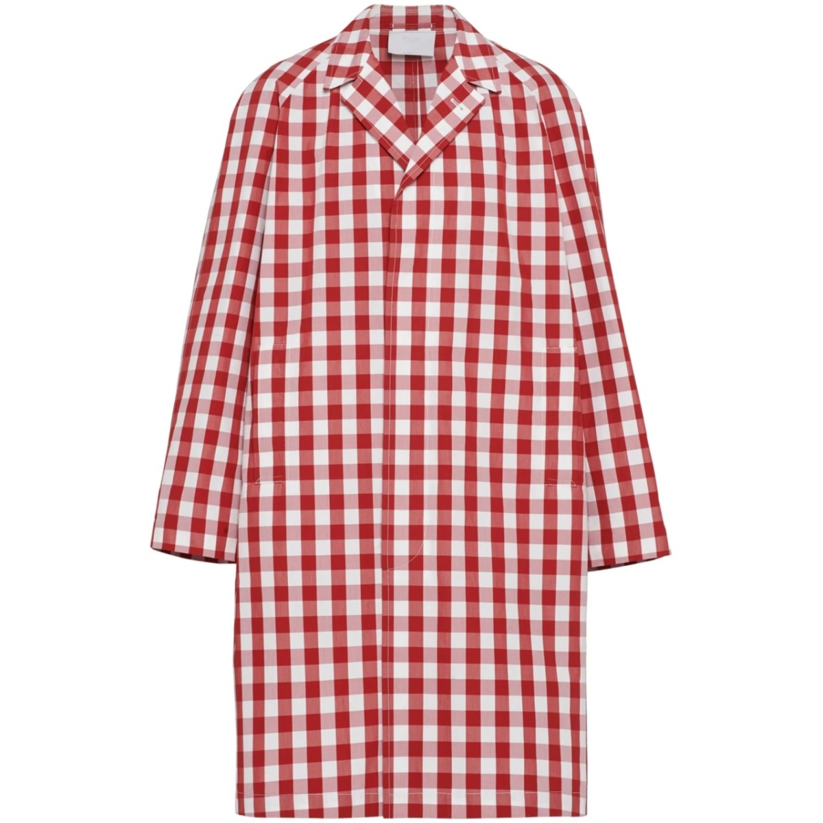 gingham-check cotton coat