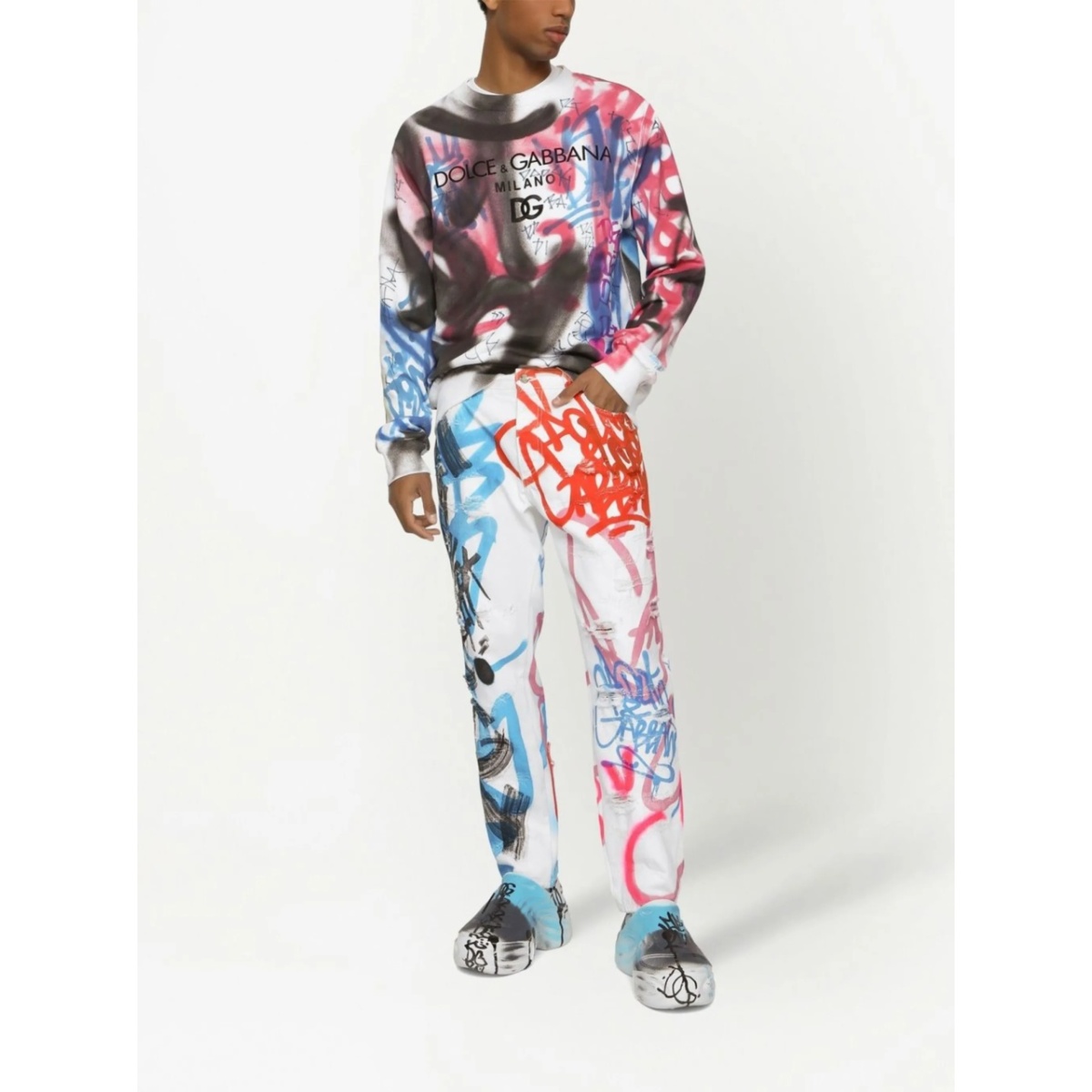 graffiti-print straight leg jeans - Img 3