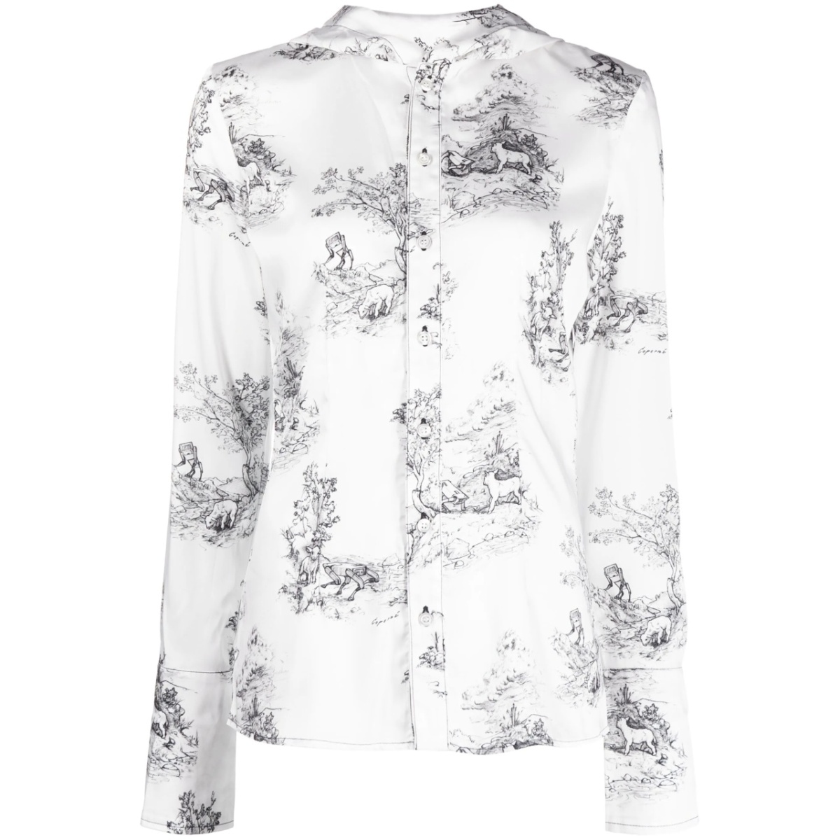 graphic-print hooded blouse